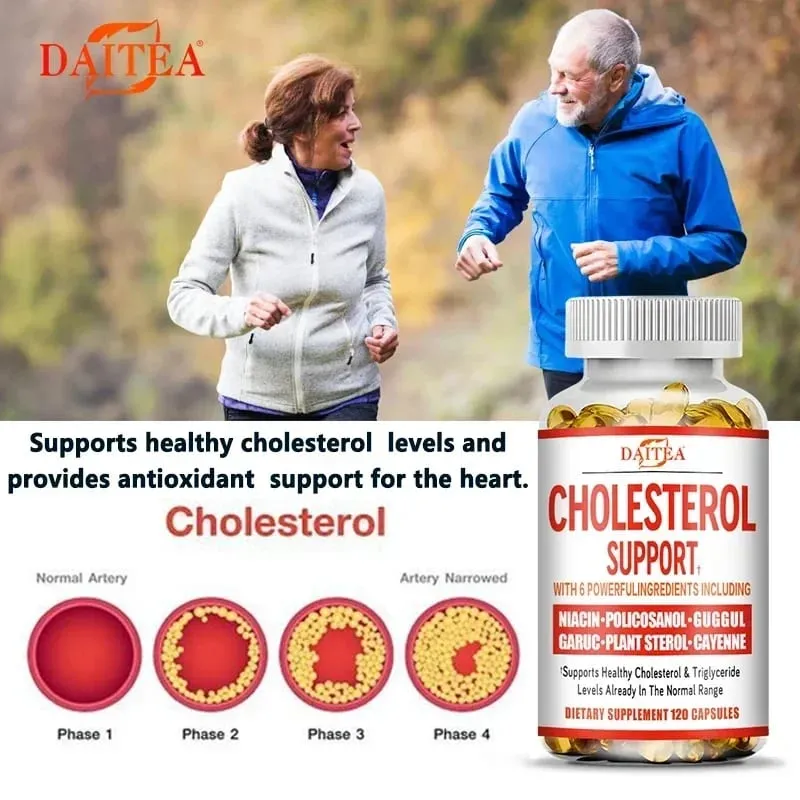 Daitea Supplément de soutien au cholestérol – Réduit les LDL et les triglycérides. Le système immunitaire soulage l'anxiété naturellement. Santé surrénalienne.