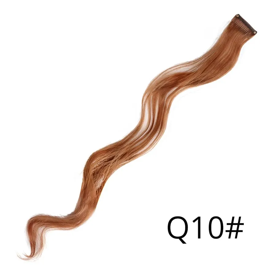 Extensiones de cabello de color liso con Clip para resaltar el cabello de arcoíris, rosa, azul, morado, sintético, con Clips para mujeres y niñas — image 70
