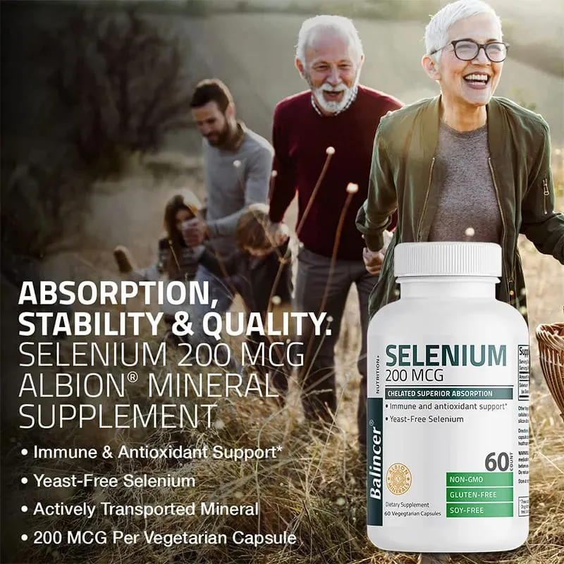 Selenium Capsules 200MCG - Antioxidant Support Boosts Immune System Boosts Energy Levels Thyroid Support NON-GMO