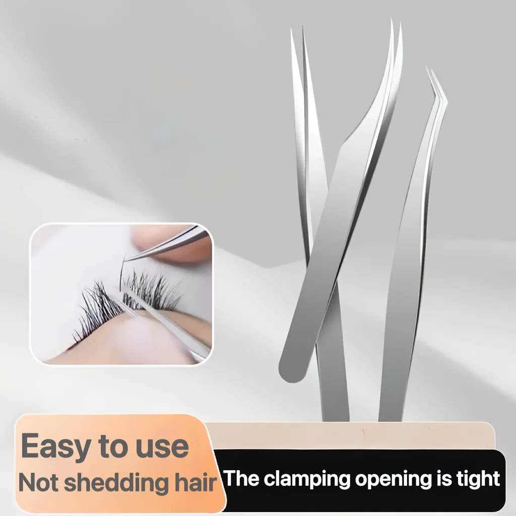 Stainless Steel High-Precision Grafting Eyelash Tweezers with Golden Feathers Professional Makeup Tool for Synthetic Hair Gifts — image 3
