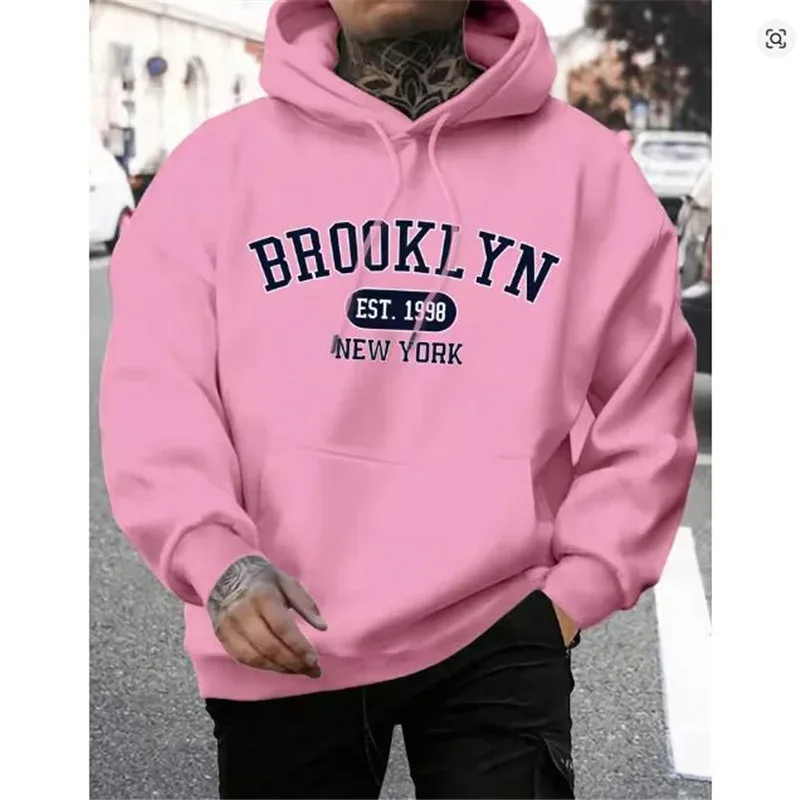 Brooklyn Est 1998 뉴욕 인쇄 남성 후드 하라주쿠 Crewneck 까마귀 패션 Oversize Hoody 가을 편안한 Tracksuit