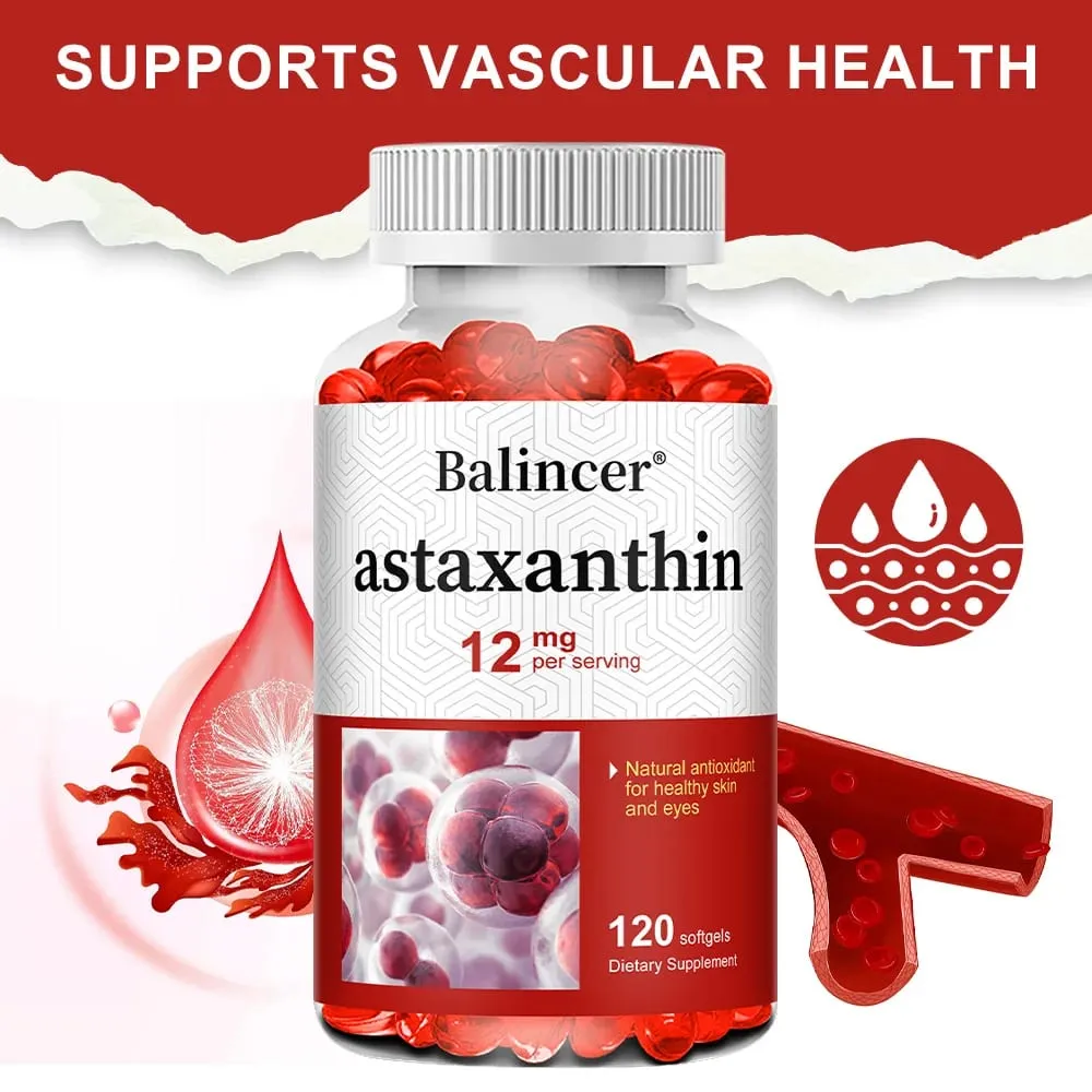 Astaxanthine 12 mg – Soutient la santé des yeux, la santé des articulations, la circulation interne, la santé de la peau, stimule l'immunité, améliore la digestion. — image 1