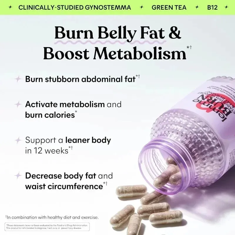 Metabolism Belly Fat Burning + AMPK Activating Supplement for Men & Women Gynostemma Green Tea Extract Vitamins B6 & B12 60pcs