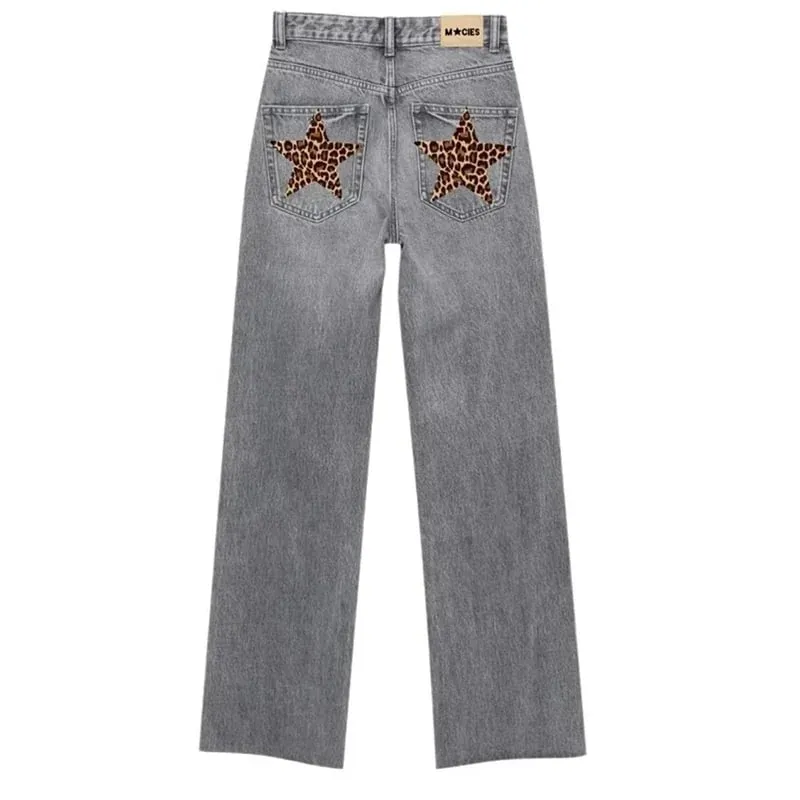 2026 Japanese style high street patchwork embroidered jeans men's goth Harajuku fashion wide leg jeans y2k retro casual pants — image 14