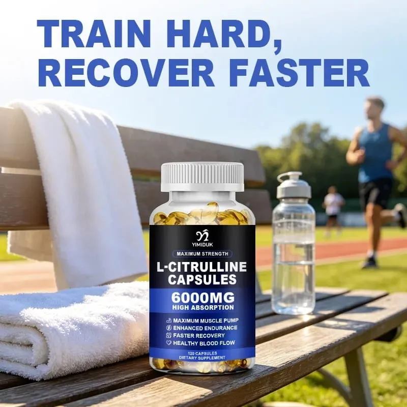 High Strength L-Citrulline Capsules with Gelatin Vitamin E Aid Vasodilation Build Muscle Fullness Quicken Recovery