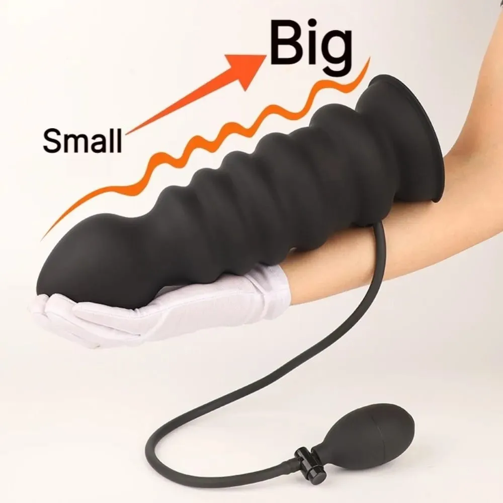 Huge Inflatable Anal Plug with Suction Cup Silicone Big Butt Plug Anus Expansion Stimulator Prostate Massage Anal Sex Toys