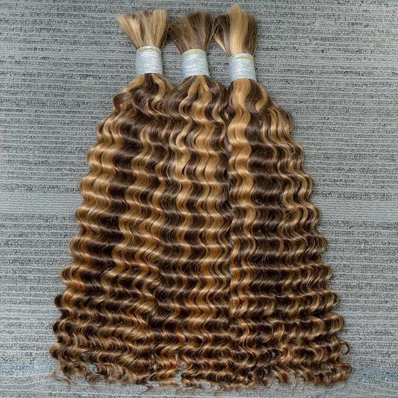 100% Human Hair Deep Wave Bulk Hair No Weft Bundles For Braiding Brazilian Virgin Hair Natural Wave Curly Hair Extensions Remy H — image 21
