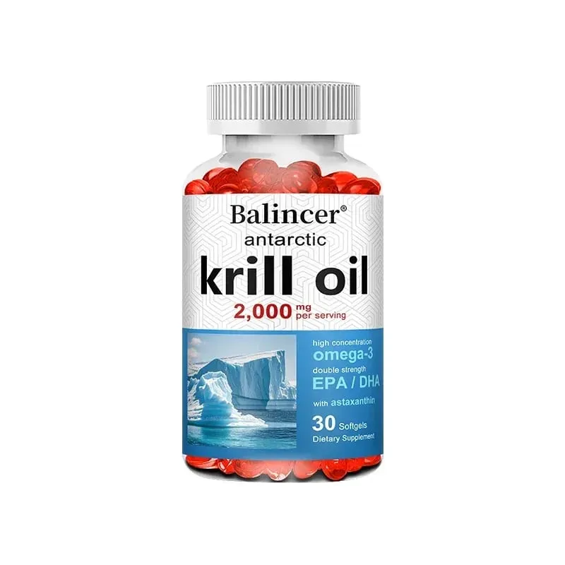 Antarctic Krill Oil 2000mg Supplement 3X Strength Natural Source of Omega-3s EPA 240mg + DHA 160mg + Astaxanthin 800mcg