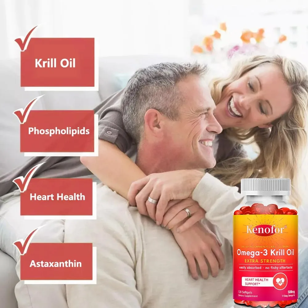Antarctic Krill Oil 500mg Omega 3 Fatty Acid Supplement High Potency EPA & DHA Krill Oil Astaxanthin Supports Heart Health — image 2