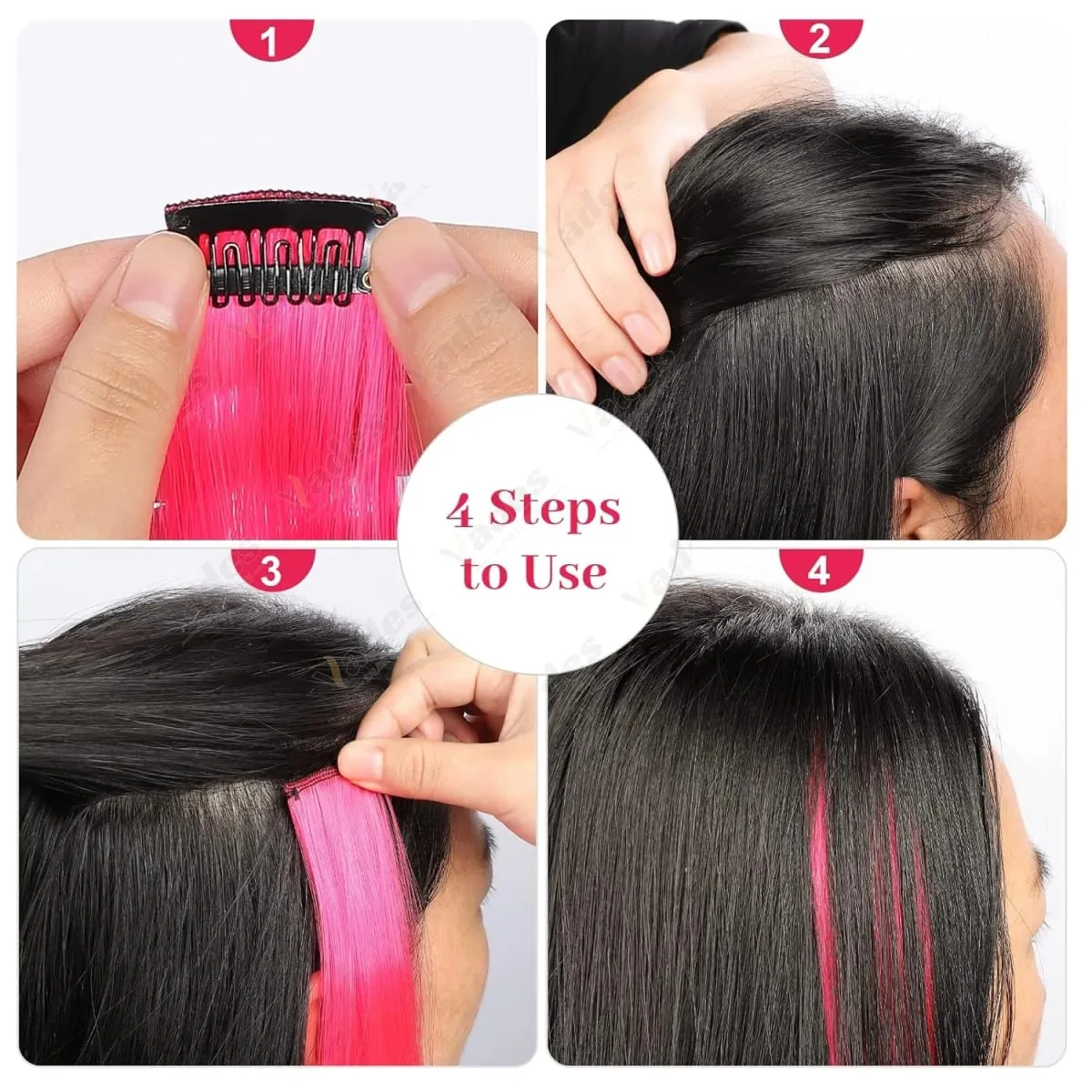 2 Pcs Green Hair Extensions 16Inches Straight Colored Hair Colorful Clip in Extensions Highlight Party for Girls and Women Gift