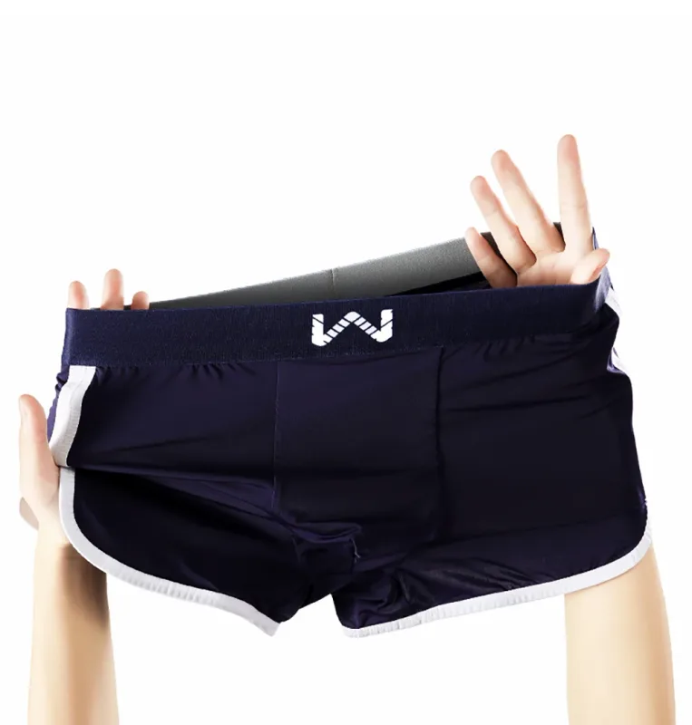 3 Buah/Pak Celana Dalam Pria Jaring Antibakteri Sejuk Sutra Es Celana Dalam Kantong Ruang Besar Boxer Homme Pinggang Elastis Tinggi