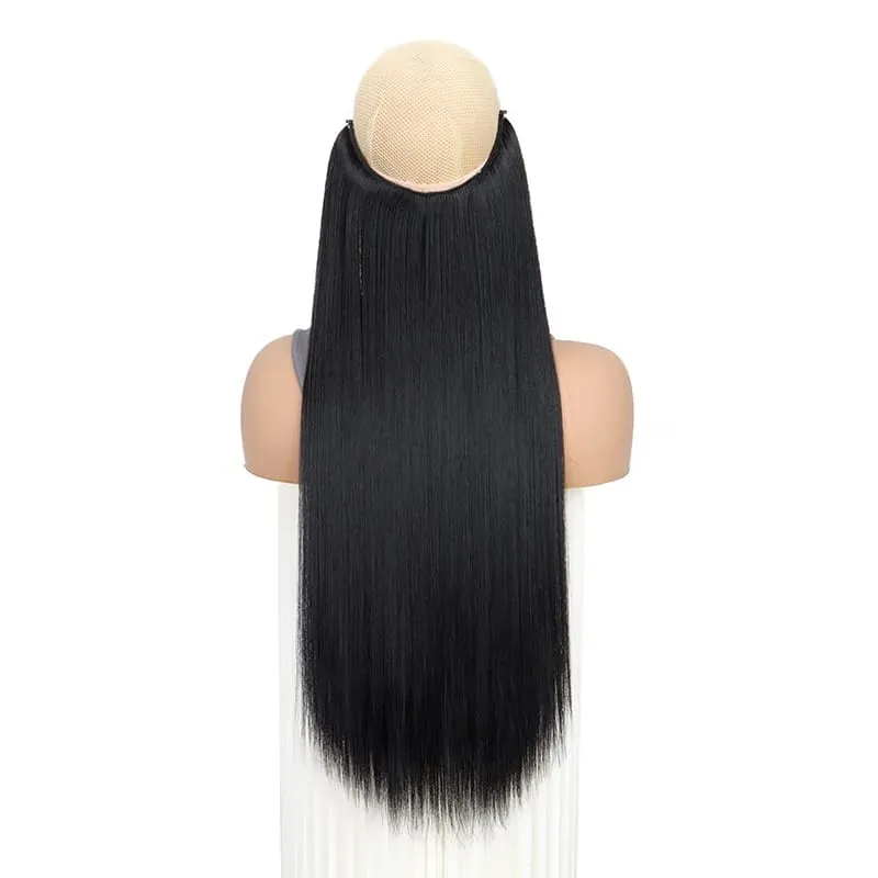 22Inch Synthetic Long Straight Fish Line Hair Extension Invisible Wire Halo Hairpiece Heat Resistant Fiber Hair for Women — image 11