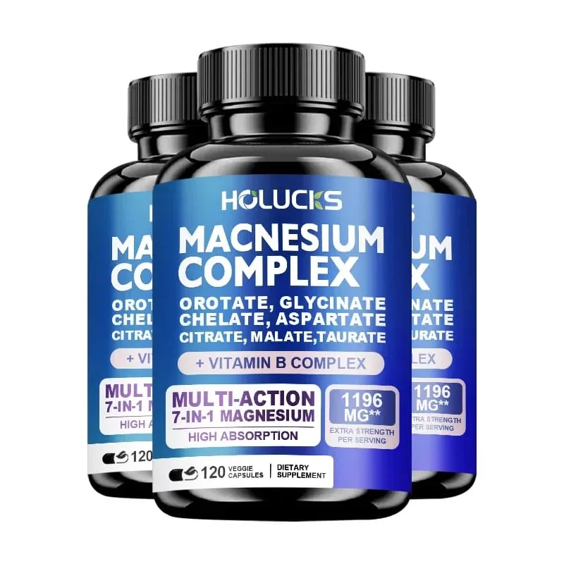 Magnesium Complex 1000mg Supplement with Vitamins C E B1 B2 B6 B12 Chelated Magnesium Glycinate Malate Taurate &Citrate