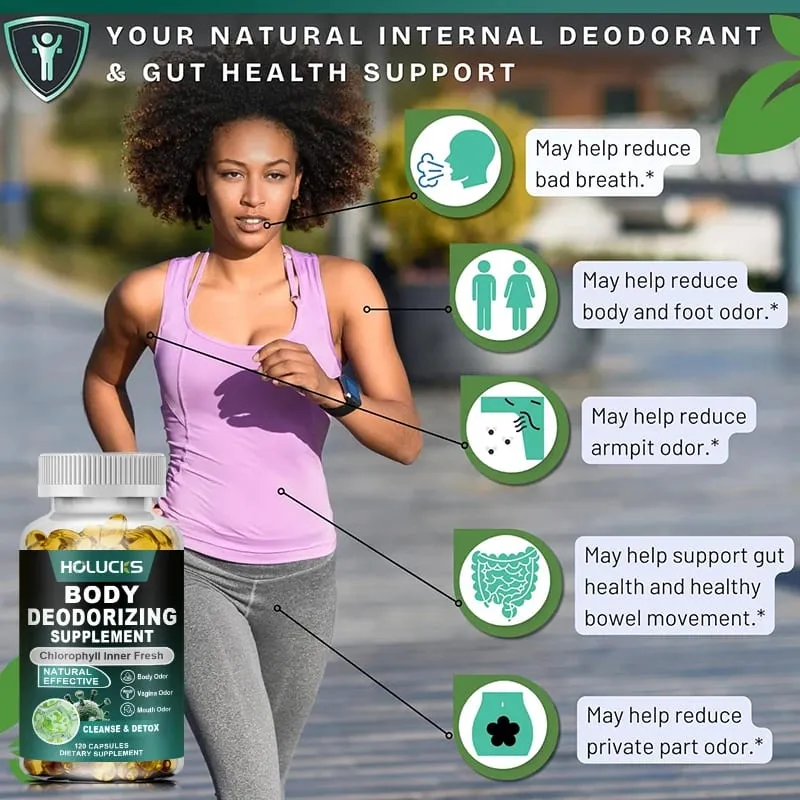 Chlorophyll Capsules Supplement Body Deodorizing Deos & Cleanse Digestion Support for Gut & Skin Health — image 5