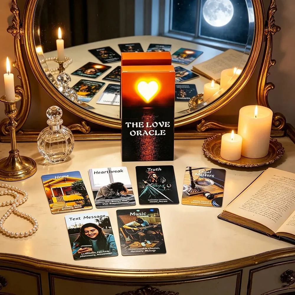 The Love Oracle Cards 54 Cards Sunset Heart Design Love Relationship Oracle Cards Romance Divination Card For Couple Soulmate — image 2