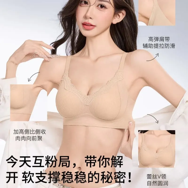 Women's lingerie for small busts thin seamless invisible comfortable wireless with side breast support and anti-sagging br — image 5