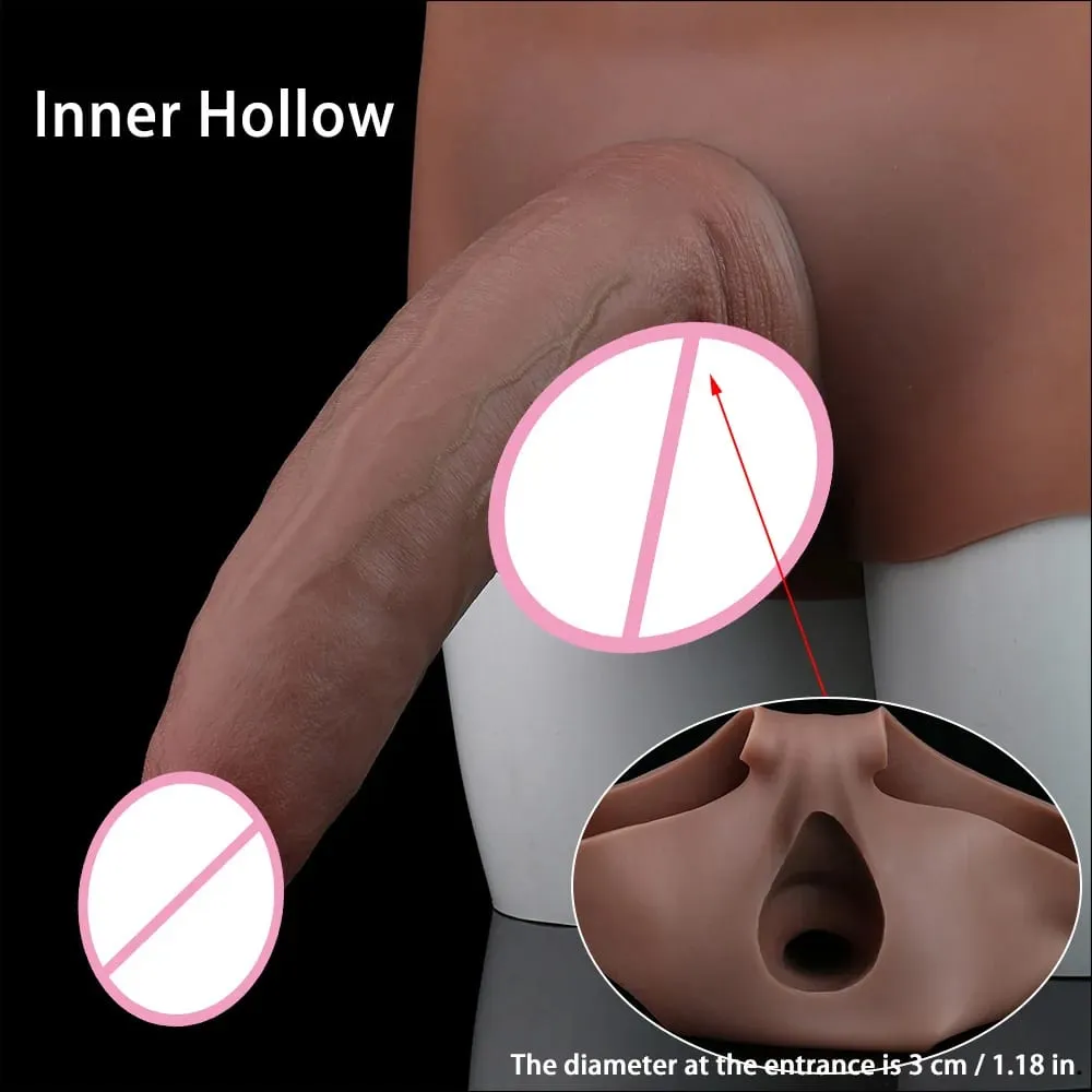 High Waist Strap-On Penis Sleeve насадка на член Skin Touch Hollow Penis Cover Silicone Wearable Extension Sex Toys For Men — image 6