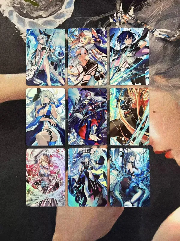 DIY Fanmade Mixed Genshin Honkai Waifu Holographic Laser Flash Collectible Trading Game Cards