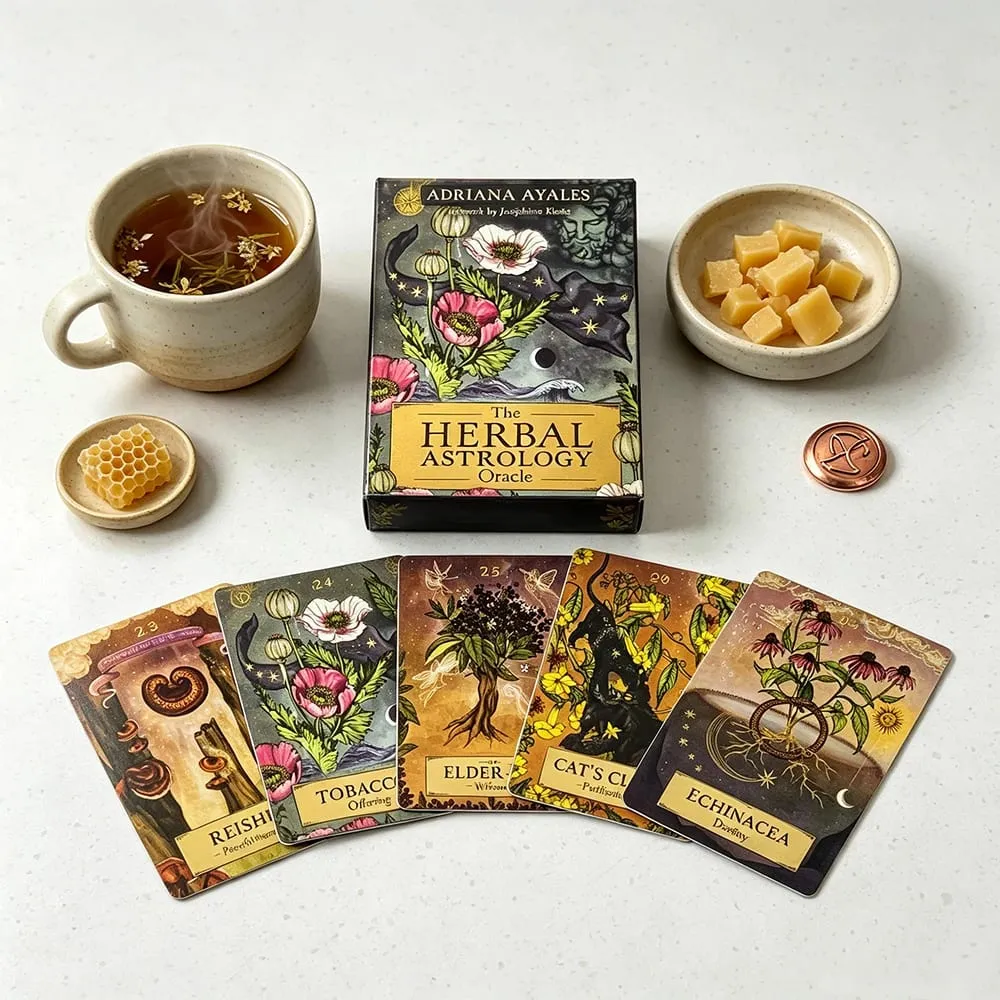 Herbal Astrology Oracle Cards 55 Card Deck English Edition Plant & Planet Correspondences for Spiritual Healing & Meditation — image 4