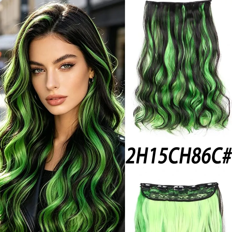 18Inch Synthetic Long Curly Hair Extension One Piece Highlight Rainbow Clip In Hair Extensions Fashion Hairpiece for Women — image 8