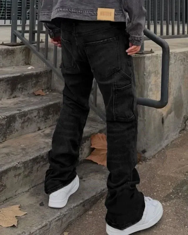 2026 European American Style Large Size Men Cargo Jeans Casual Denim Pantalon Loose Sexy Stretch Streetwear Trousers