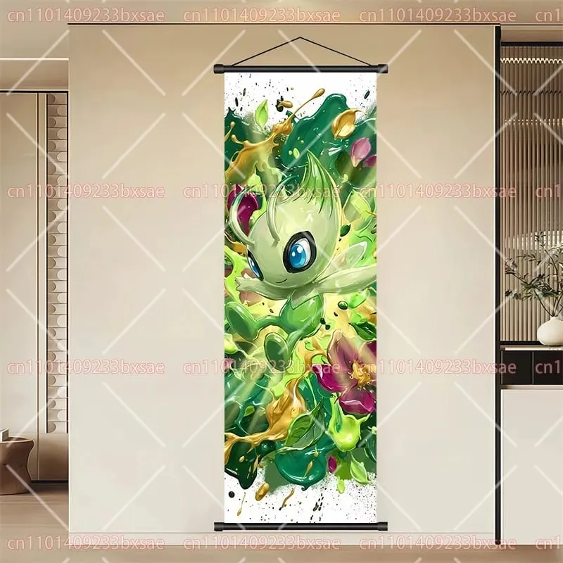 Pokémon Anime HD Scroll Painting Eevee Pikachu Suicune Charizard Mewtwo Background Wall Art Decoration Poster Children's Gift