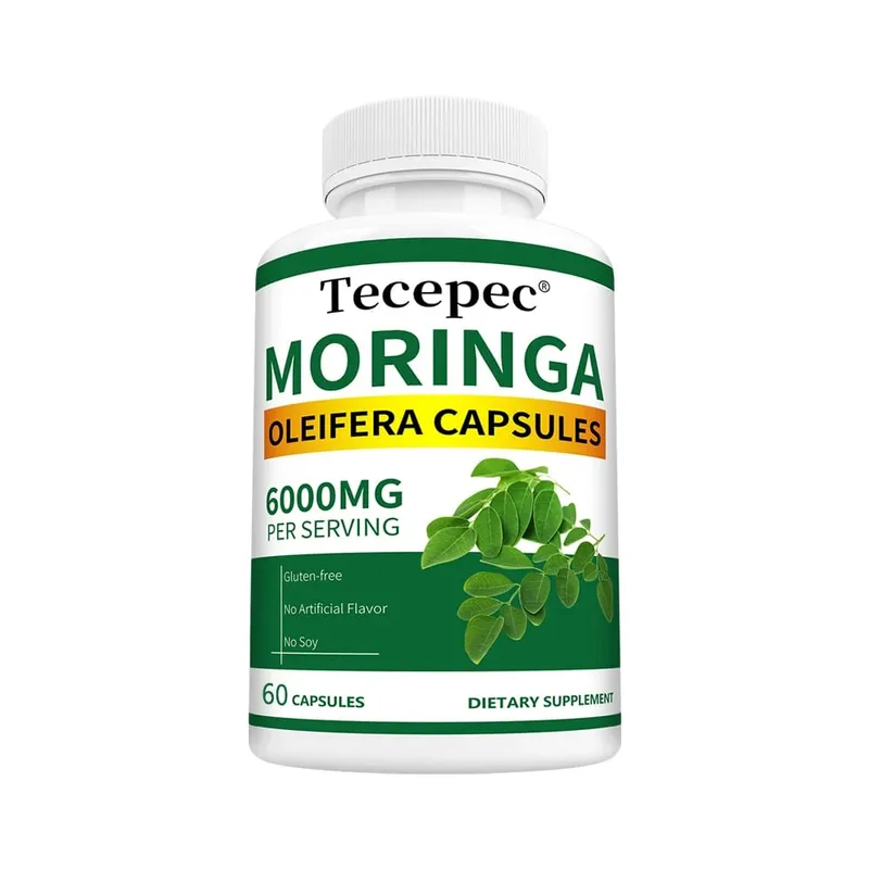 Organic Moringa Capsules 6000mg Antioxidant Boost Energy & Metabolism Support Immune Digestive Brain & Heart Health
