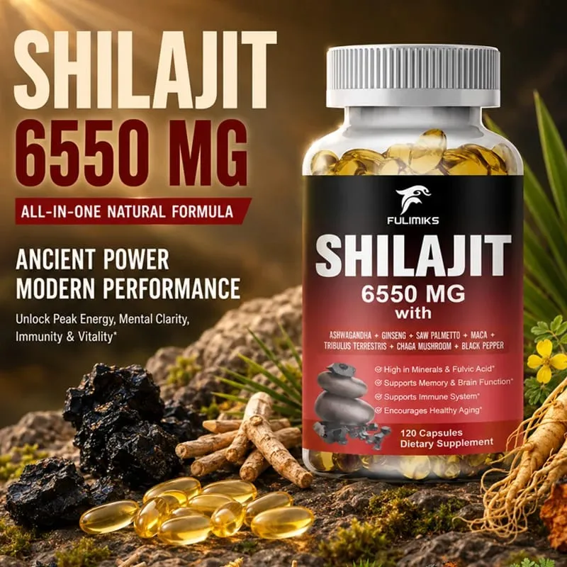 Shilajit 6550MG Capsules with Ashwagandha & Ginseng Supports Energy Stamina Immunity Brain Function & Healthy Aging — image 7