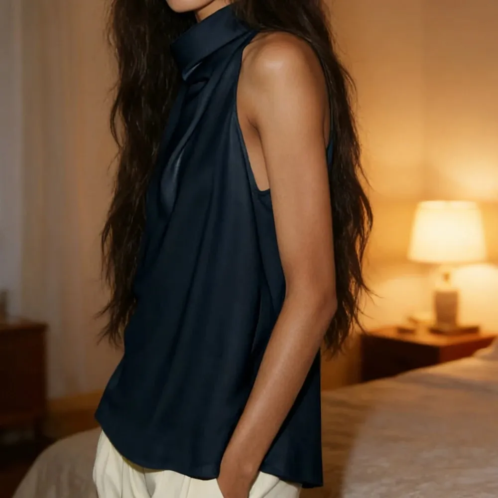 Women Summer Coquette Backless Halter Crop Tops Solid Satin Slip Tank Top Casual Office Ladies Off Shoulder Evening Party Vests