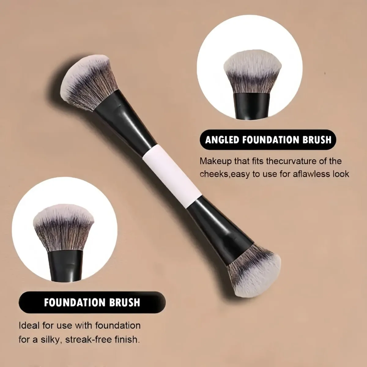 F4 Dual-Ended Foundation Face Brush Double-ended Powder Blush Contour and Eyeshadow Concealer Makeup Brushes — image 4