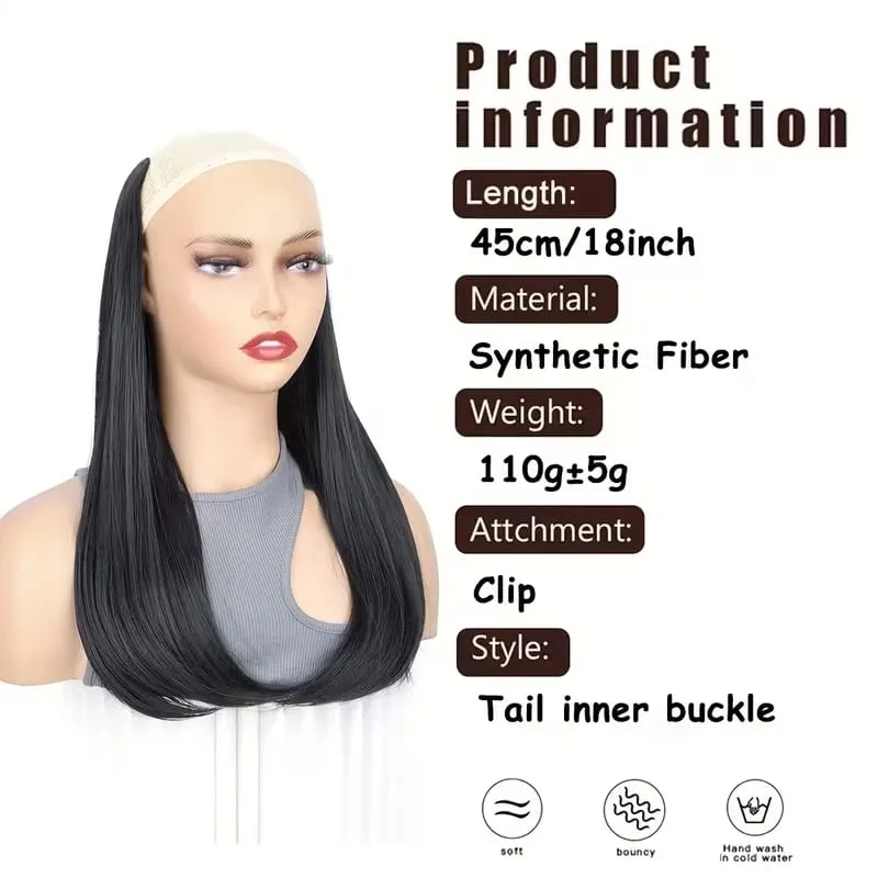 18Inch Synthetic Elegant V-Shape Internal Buckle Clip-In Hair Extensions Invisible Soft Hairpiece for Women Daily Use — image 3