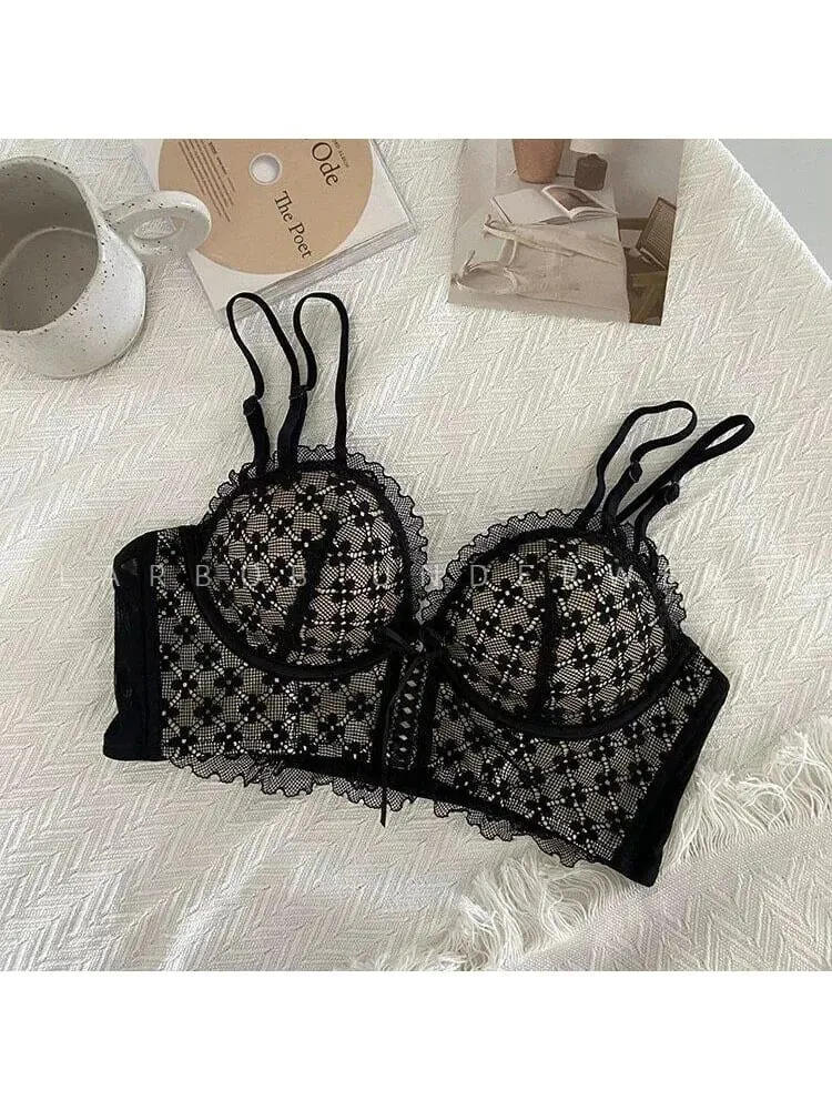 Lace Push Up Bra No Underwear Padding Slim Wireless Seamless Summer Sexy Bralette for Small Chest Lift Side Support Anti Sagging — image 6