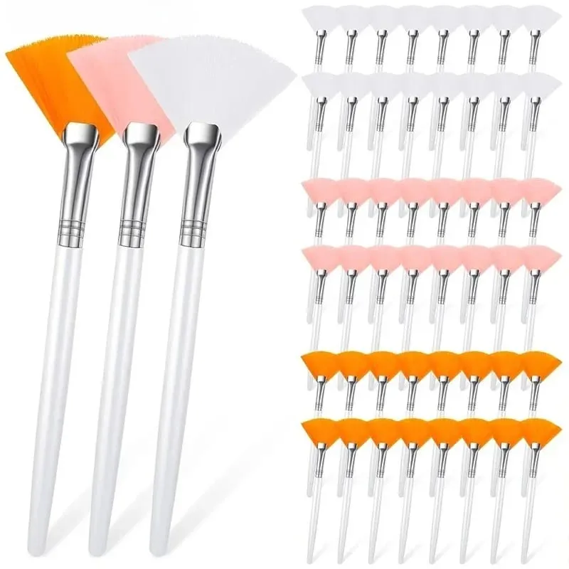 3/6/12pcs Practical Facial Brushes Fan Shape Brush Flat Head Face Mask Applicator Soft Portable Mask Brushes Cosmetic Tools — image 1