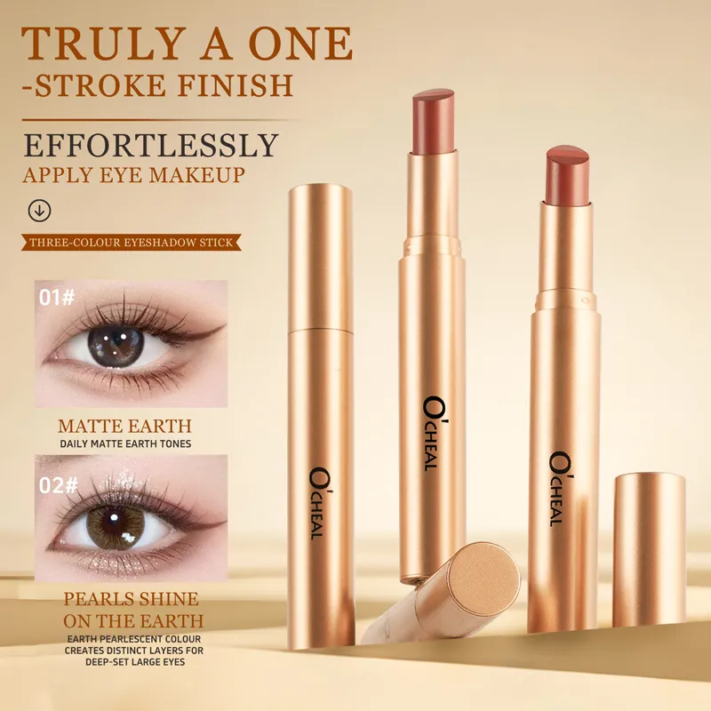 3 Color Matte Pearlescent Eye Shadow Stick Waterproof Durable Gloss Smoked Eye Makeup Cosmetics Long-Lasting Eye Shadow Stick — image 3