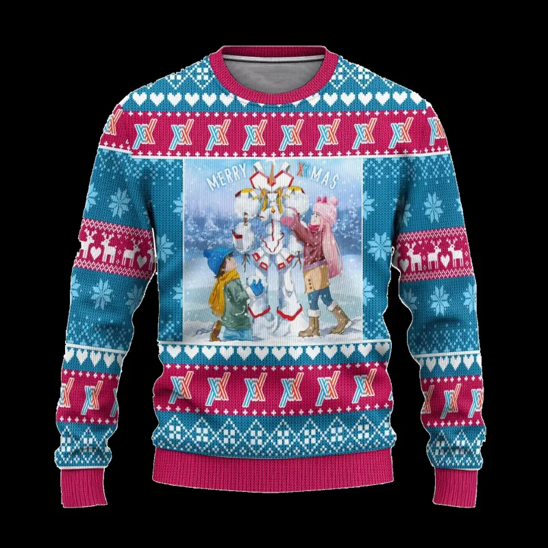 Anime One Piece Luffy Christmas Ugly Sweater 3D Sweatshirt Tops Autumn Winter Cosplay Santa Claus Pullover Sweaters Gift