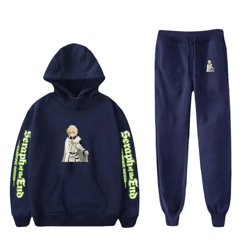 Harajuku Comfortable Seraph of the End Print Sweatshirt Sweatpants Suit Hoodies+ Trousers Suit Boys/Girls 2 Piece Set Clothes