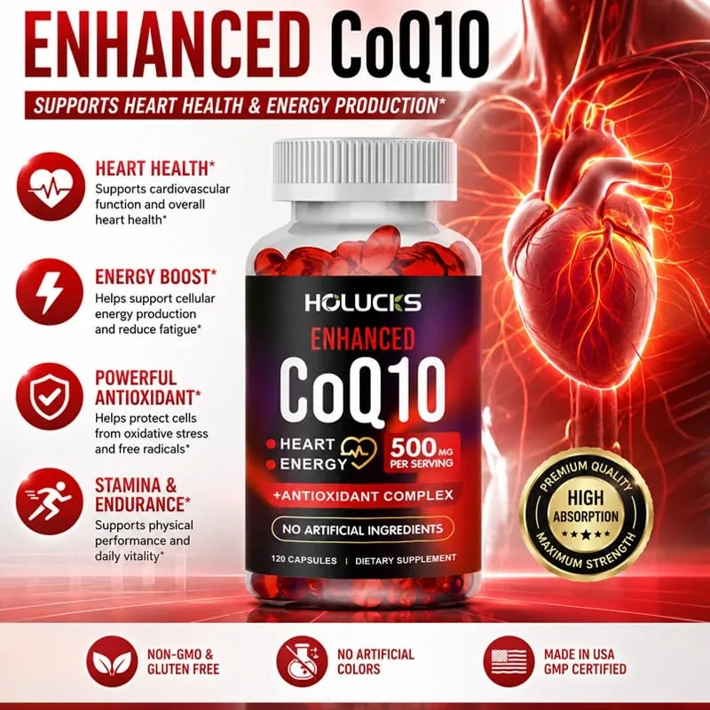High Potency COQ10 Capsules with Turmeric Trans-Resveratrol Antioxidant & Cognitive Health Support Overall Wellness