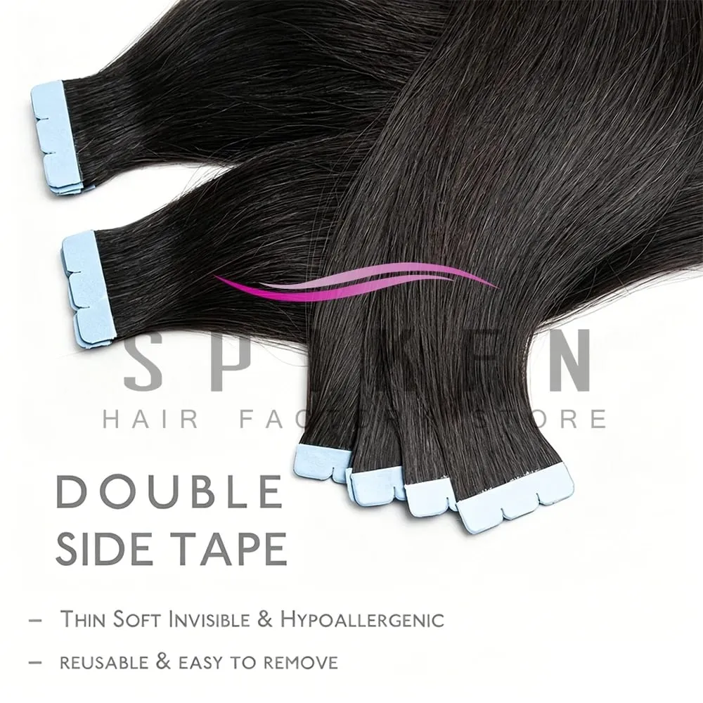 Mini Tape In Human Hair Extensions 12"-20" Machine Remy Skin Weft Adhesive Tape Hair Natural Black Tape Hair 10pcs/pack