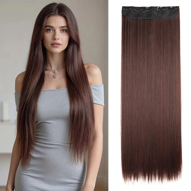 32Inch/40Inch Synthetic Long Straight Hair Extension Clip in Heat Resistant Natural Invisible Hair Accessory for Women