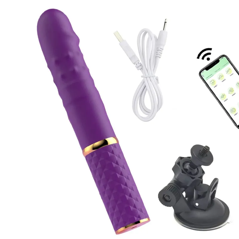 Beginner Telescopic Dildo Vibrator Thrusting Retractable Pussy G Spot Clitoral Anal Stimulation Sex Machine Sex Toys For Women