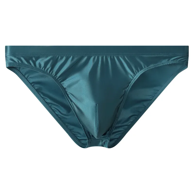 Luxury Brown Satin Men's Bikini Briefs High Elastic Waistband Smooth Shiny Underpants With 3D Contour Pouch Breathable Intimates — image 6