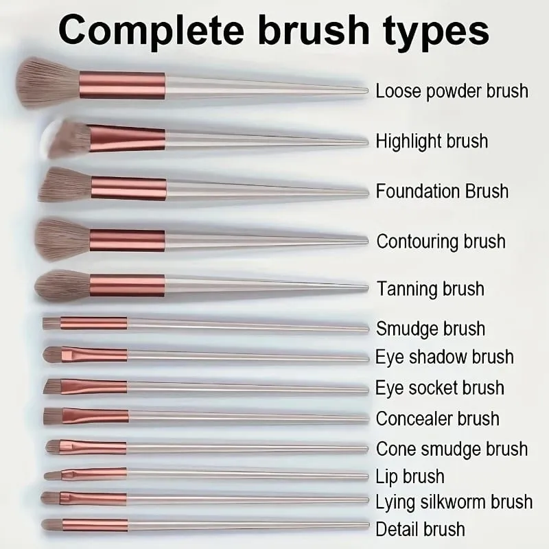 13 Piece Cosmetic Brush Set A Full Set Of Soft Brushes Suitable For Eye Shadow Foundation Make-Up BB Cream And Concealer