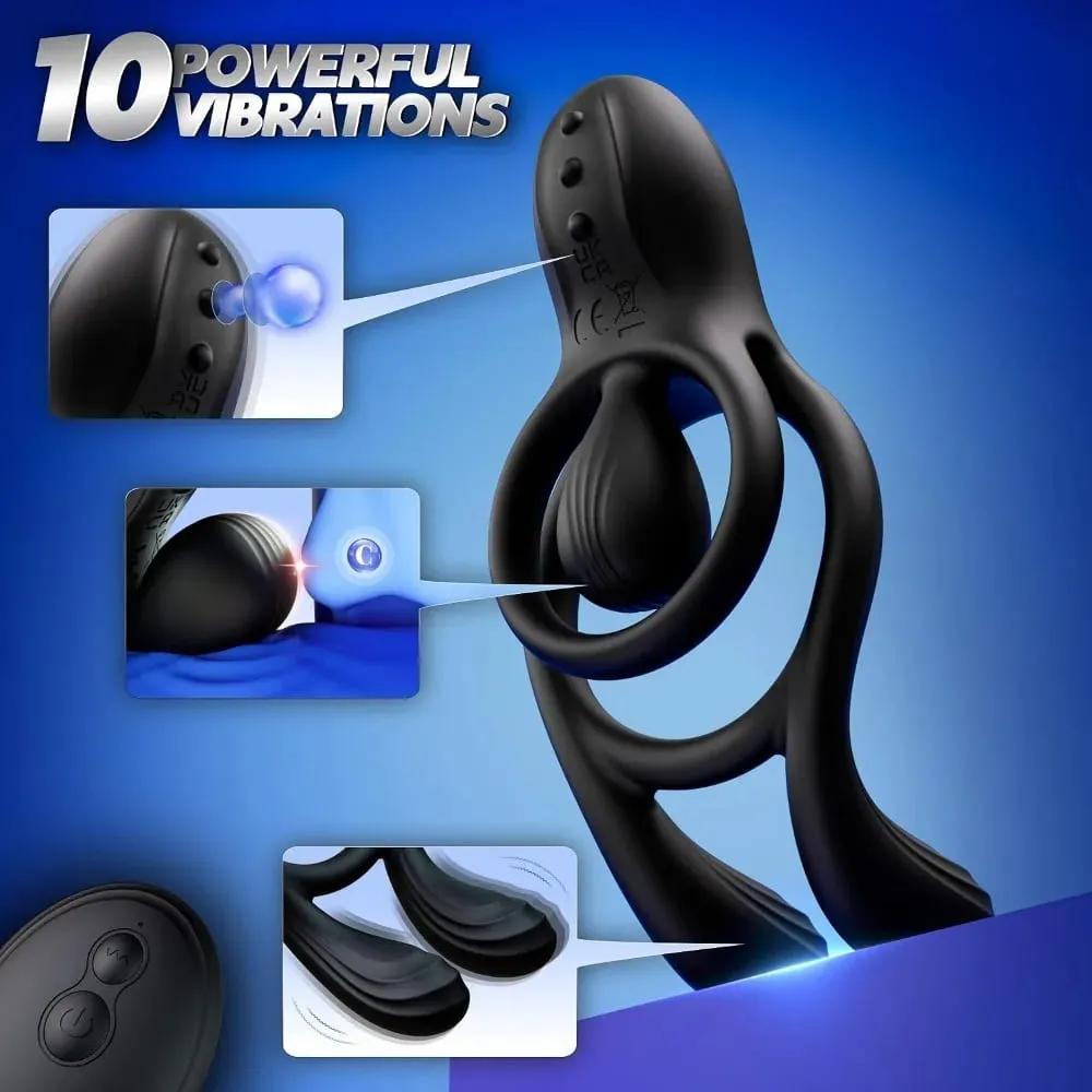 Vibrating Cock Ring for Men Remote Control Penis Ring Ejaculation Delay Chastity Cage Clitoris Stimulation Sex Toy for Couples