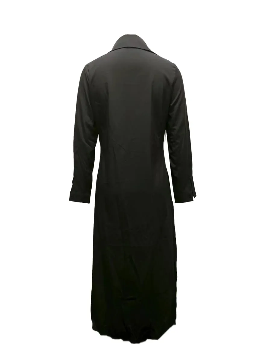 Women Long Sleeve Button Front Maxi Dress with Side Split Elegant Casual Shirt Dress for Daily Wear — image 6