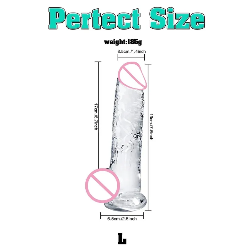 Different Sizes Transparent Soft Jelly Dildo Realistic Fake Dick Penis with Suction Cup G Spot Vagina Massage Sex Toy for Women