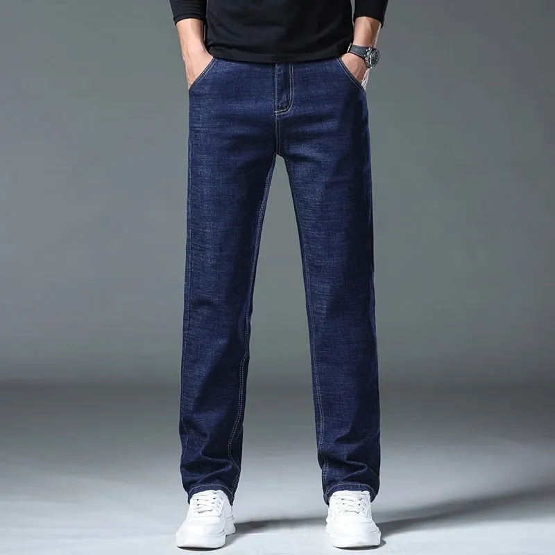 2026 Y2k Clothes Pantalon Homme Stretch Business Four Seasons Blue Regular Fit Straight Jeans — image 5
