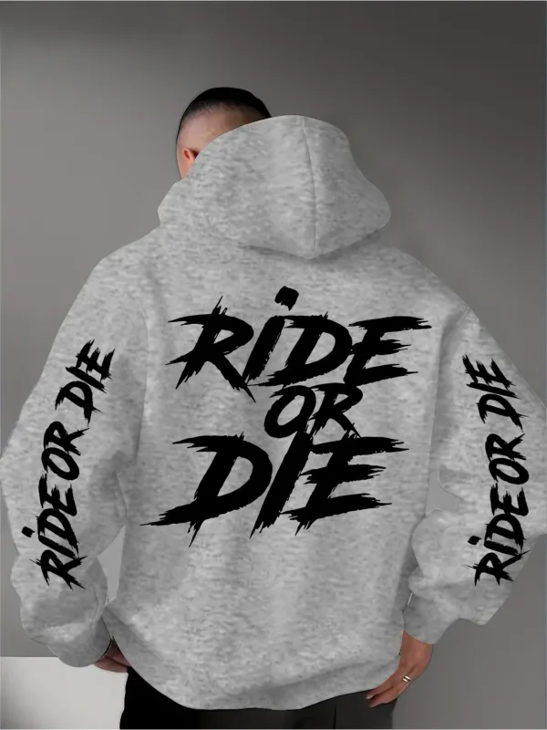 Men's Ride Or Die Hoodie Biker Motorcycle Graphic Back Sleeve Print Oversized Pullover Sweatshirt Streetwear Autumn Winter — image 6