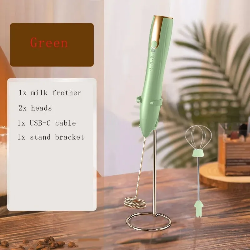 Máy Trộn Tay Bọt Sữa Cho Cà Phê Matcha Cầm Tay Máy Tạo Bọt Điện Máy Đánh Trứng Uống Trộn Sạc Trứng Be Có Chân Đế — image 8
