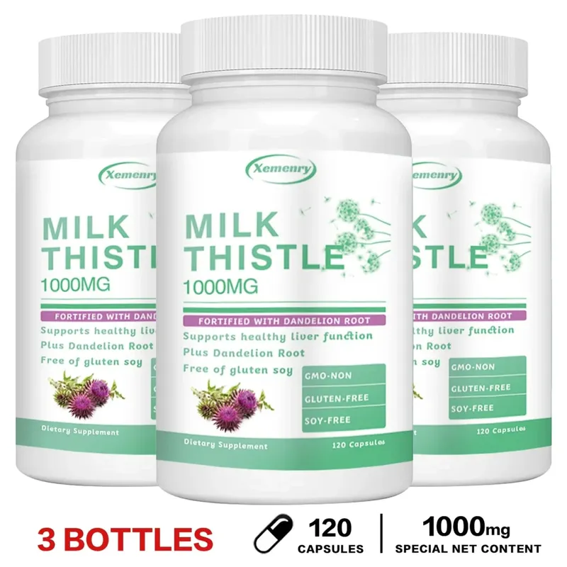 Liver Detox Cleanse - with Milk Thistle - Improves Liver Function Supports Fat Metabolism Antioxidant - 120 Capsules