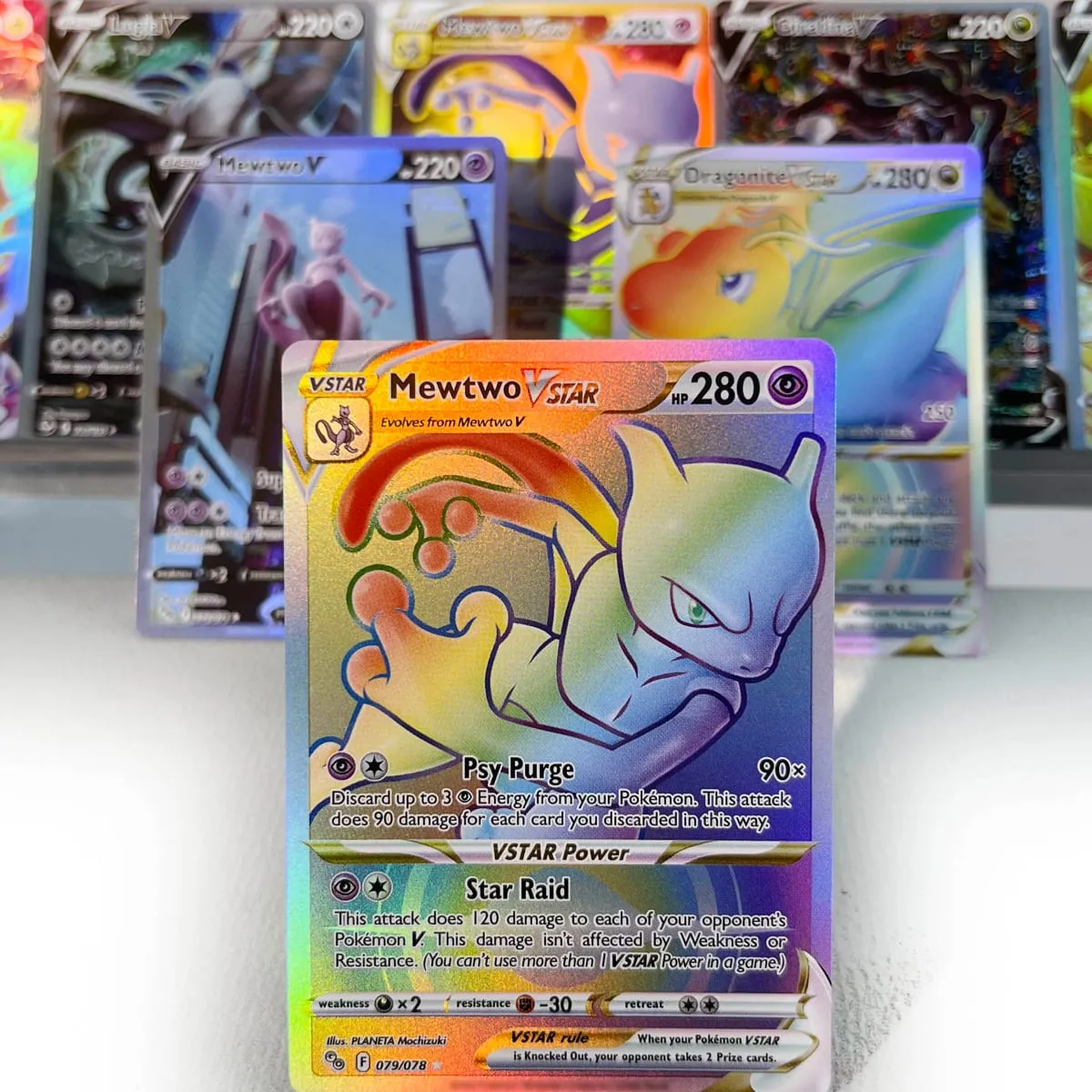 Pokémon GO PKM Cards PTCG6-E GX Rainbow Mewtwo V Dragonite VSTAR Rare Collection Battle Toys Gifts for Hobbies — image 2